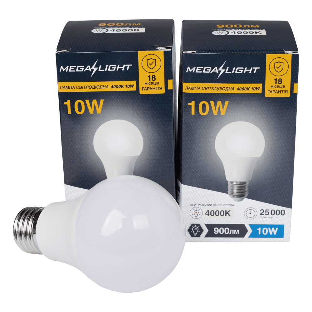 Світлодіодна лампа MEGALIGHT А60 10W 6500K E27 170-265V (A60-10/865-27)